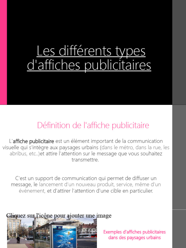 Types et caractéristiques des affiches pub | PDF | Publicité | Affiche