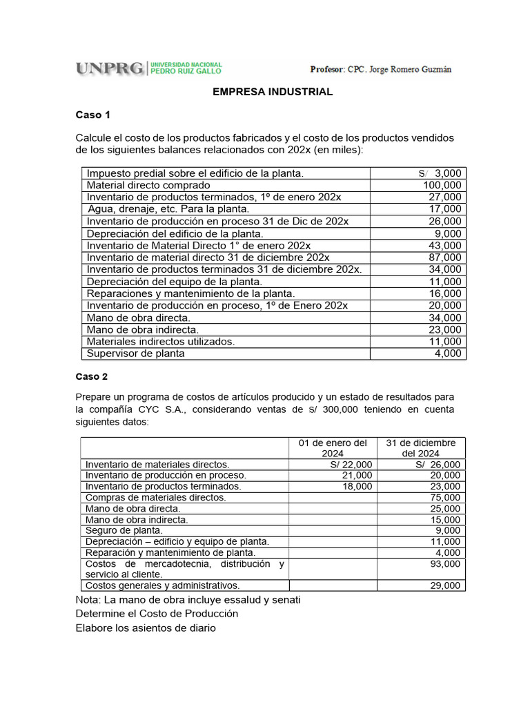 Cálculo de Costos y Resultados Empresariales | PDF | Procesos de ...