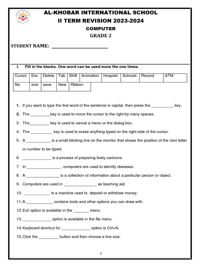 Computer p wsheet 2nd term pdf computer keyboard software