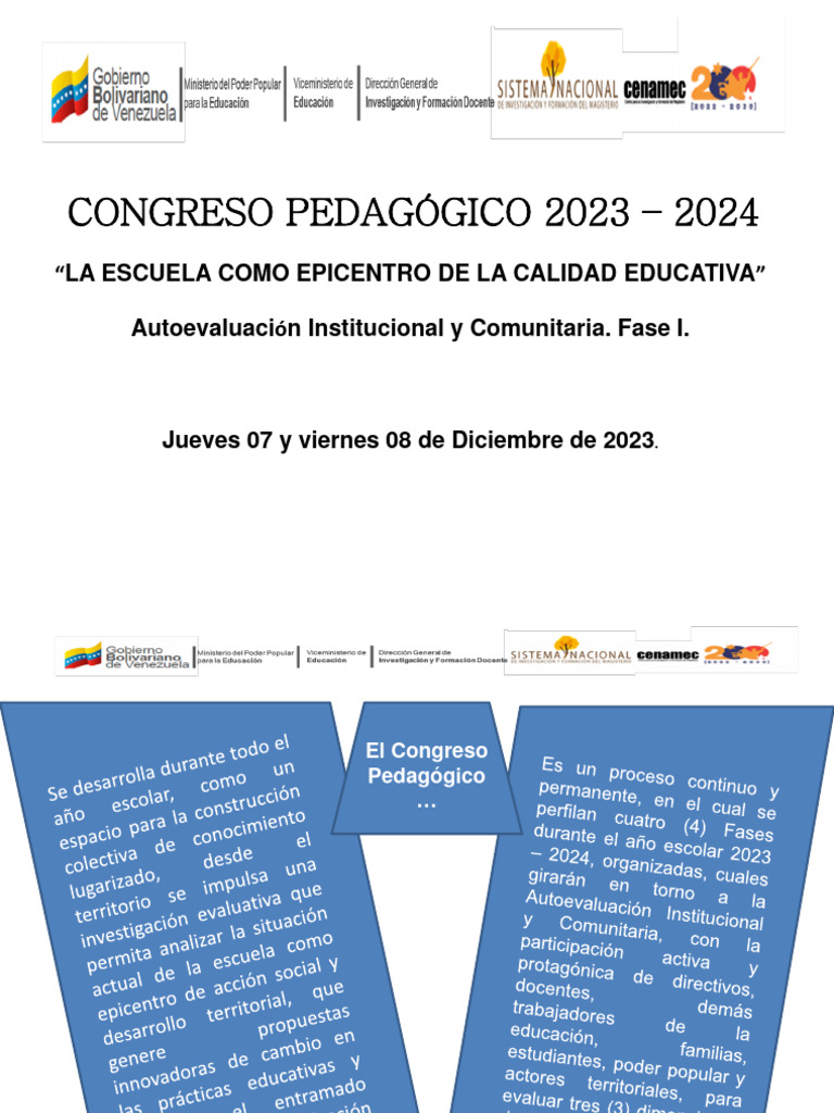 Congreso Pedagógico 2023-2024: Calidad Educativa | PDF | Pedagogía ...