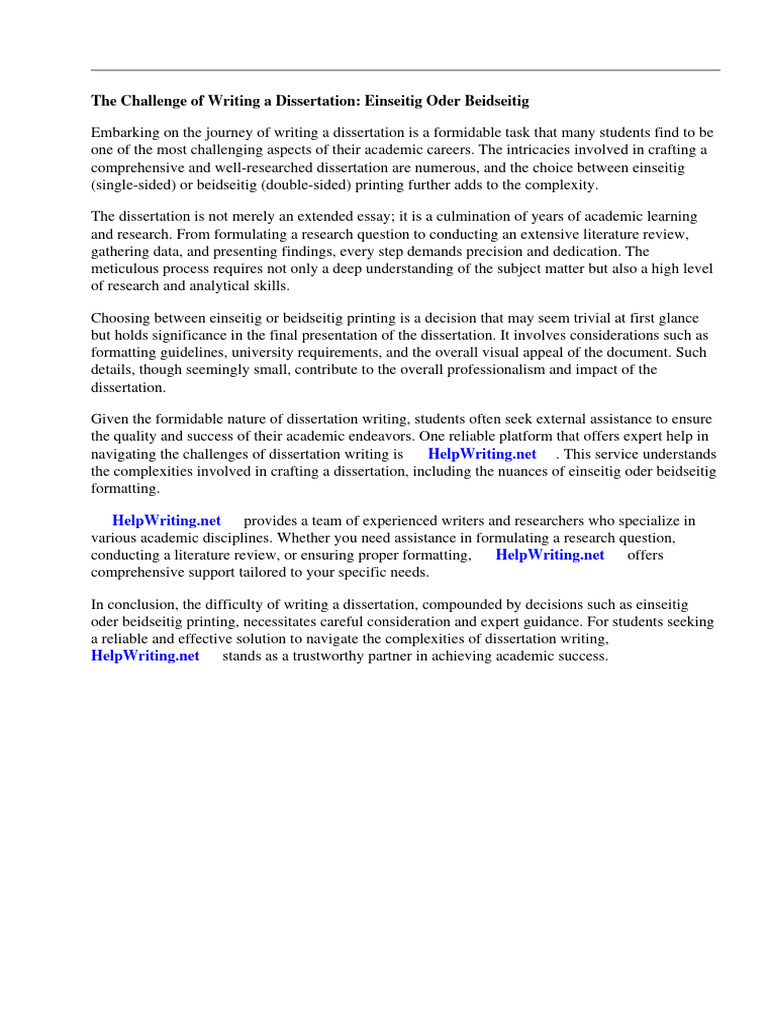 Dissertation Einseitig Oder Beidseitig PDF Thesis Doctorate
