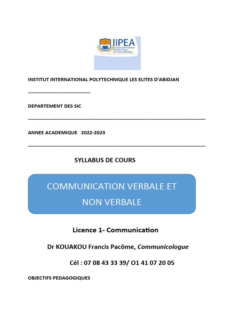 Communication verbale et non verbale | PDF | la communication ...