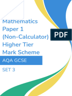 AQA Set 3 Higher GCSE Math Paper 1 Mark Scheme