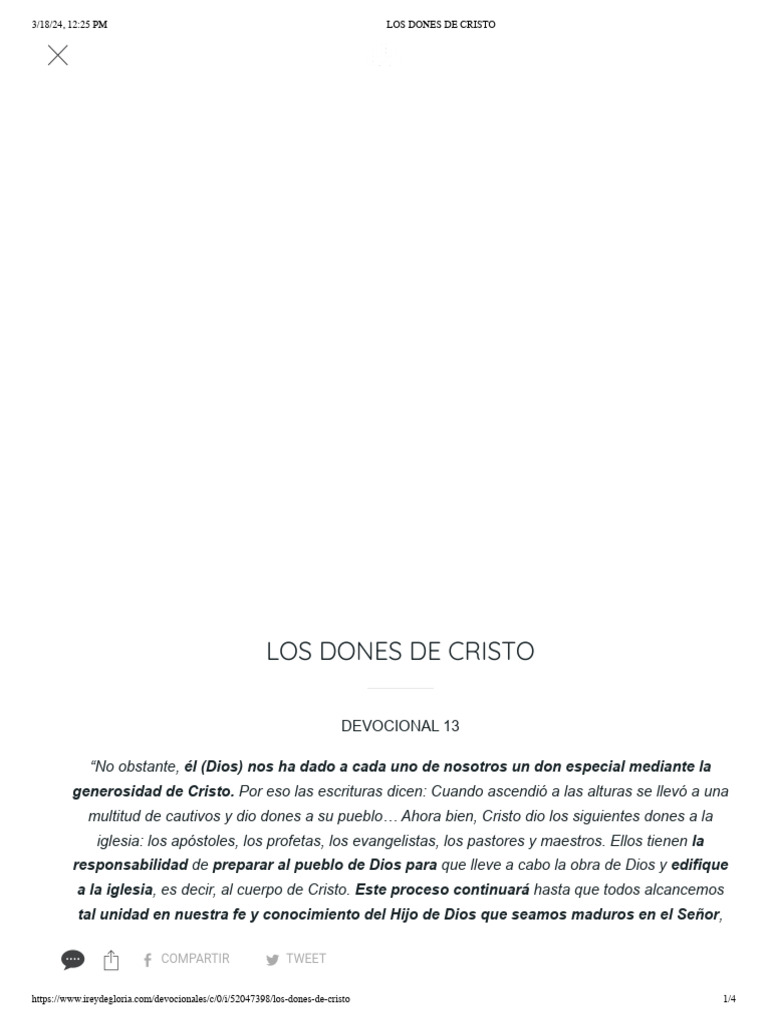 Dones de Cristo para la Edificación Iglesia | PDF | Cristo (título ...
