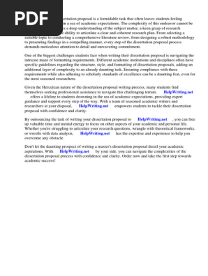Masters Dissertation Proposal Format