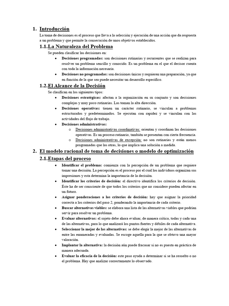 Tipos Y Modelos De Toma De Decisiones Pdf Toma De Decisiones 
