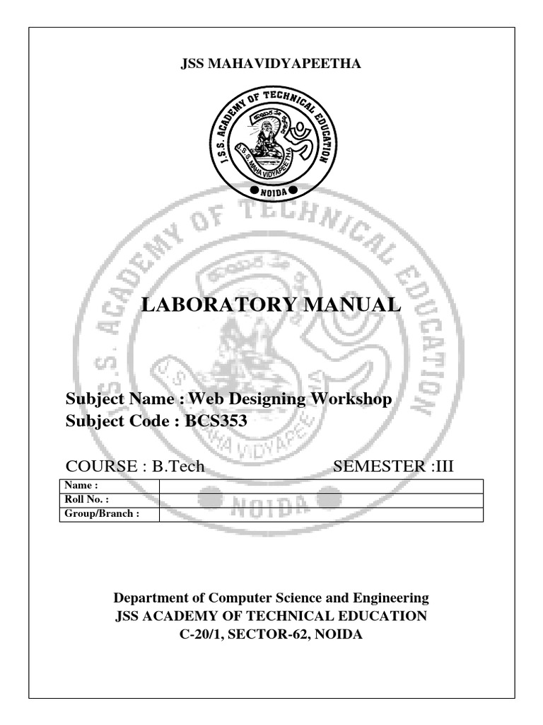 Web Designing Workshop Manual BCS353 | PDF | Dynamic Web Page | World ...