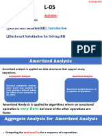 Amortized Analysis Recurrence Relation (RR) : Backward Substitution For Solving RR