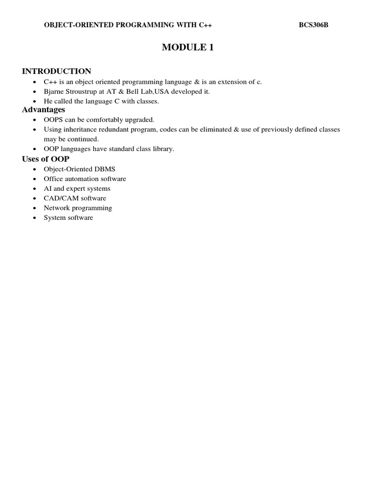 C++ Notes | PDF | Object Oriented Programming | C++