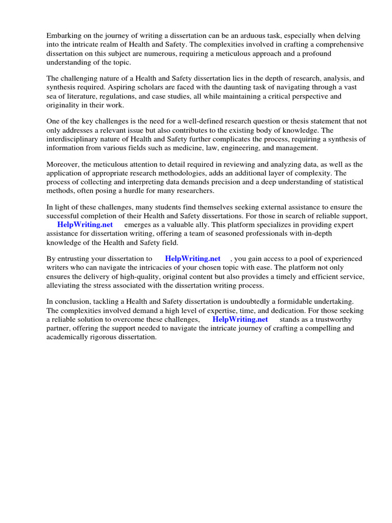 Health and Safety Dissertation Ideas | PDF | Occupational Safety And ...