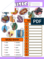 Musical Instruments Esl Vocabulary Find and Write The Words Worksheet For Kids