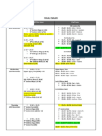 Horarios Final Exams 2022