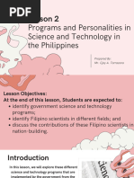 Chapter 2 Lesson 2 Programs and Personalities in Science and Technology in The Phil.