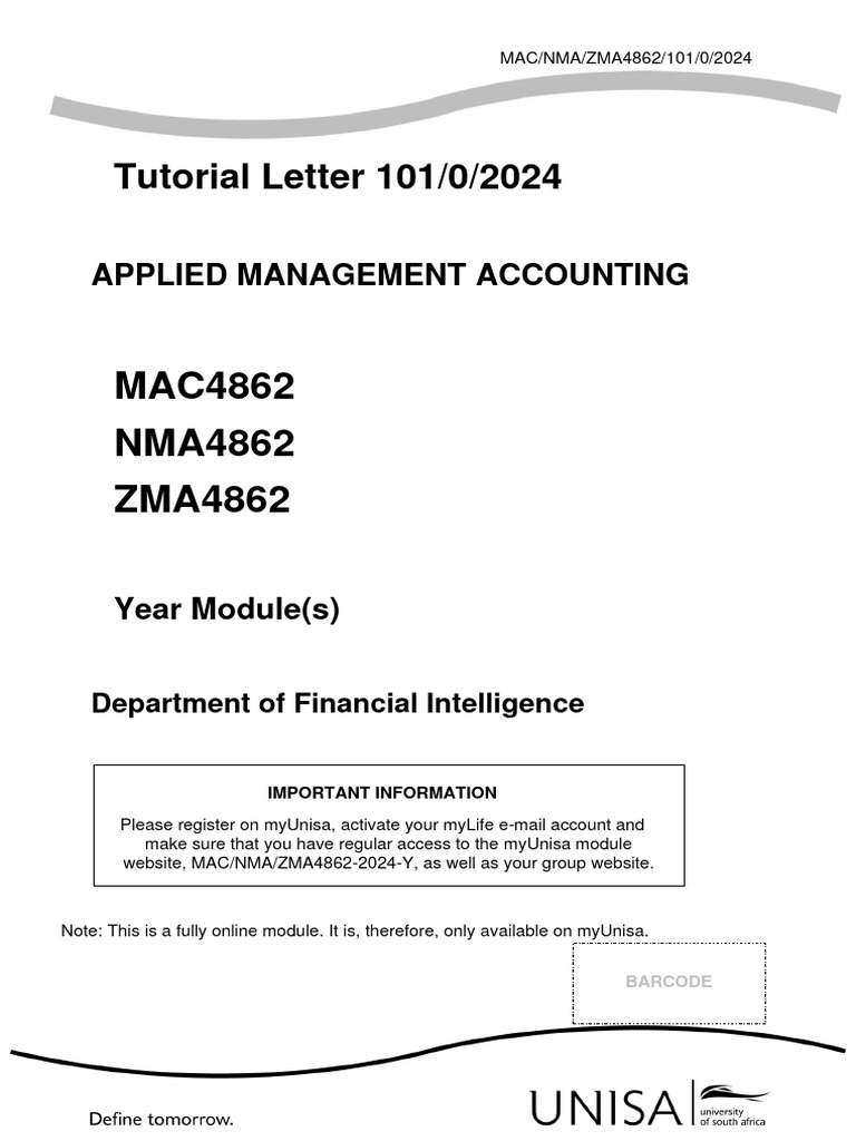 Unisa MAC4862 Online Module Guide | PDF | Turnitin | Business