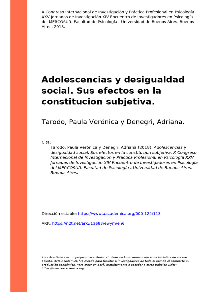 Tarodo Paula Verónica Y Denegri A 2018 Adolescencias Y