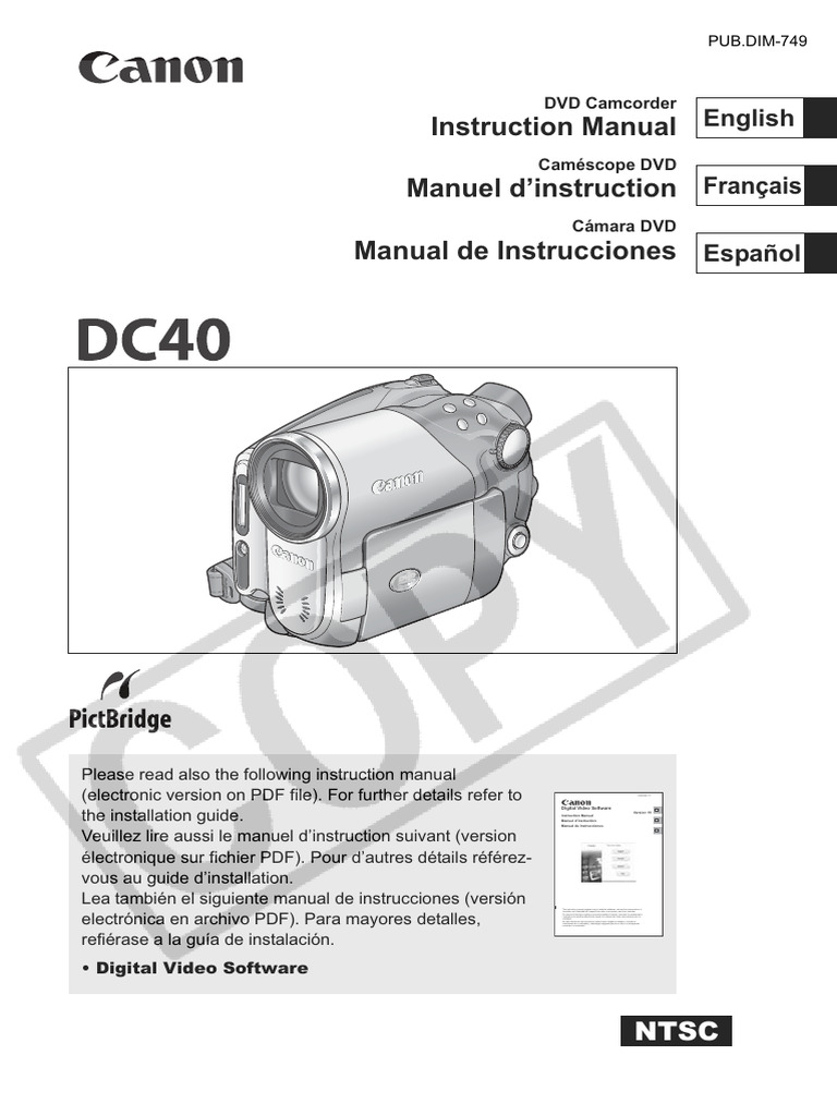 CANON Camcorder DC40 IM Instruction Manual-77270 | PDF | Dvd | Ac Power ...