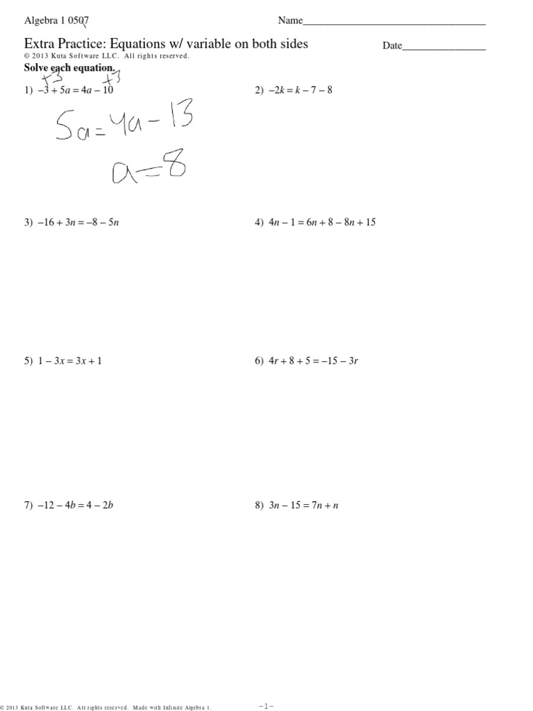 Extra Practice: Multi-Step Equations | PDF | Computers
