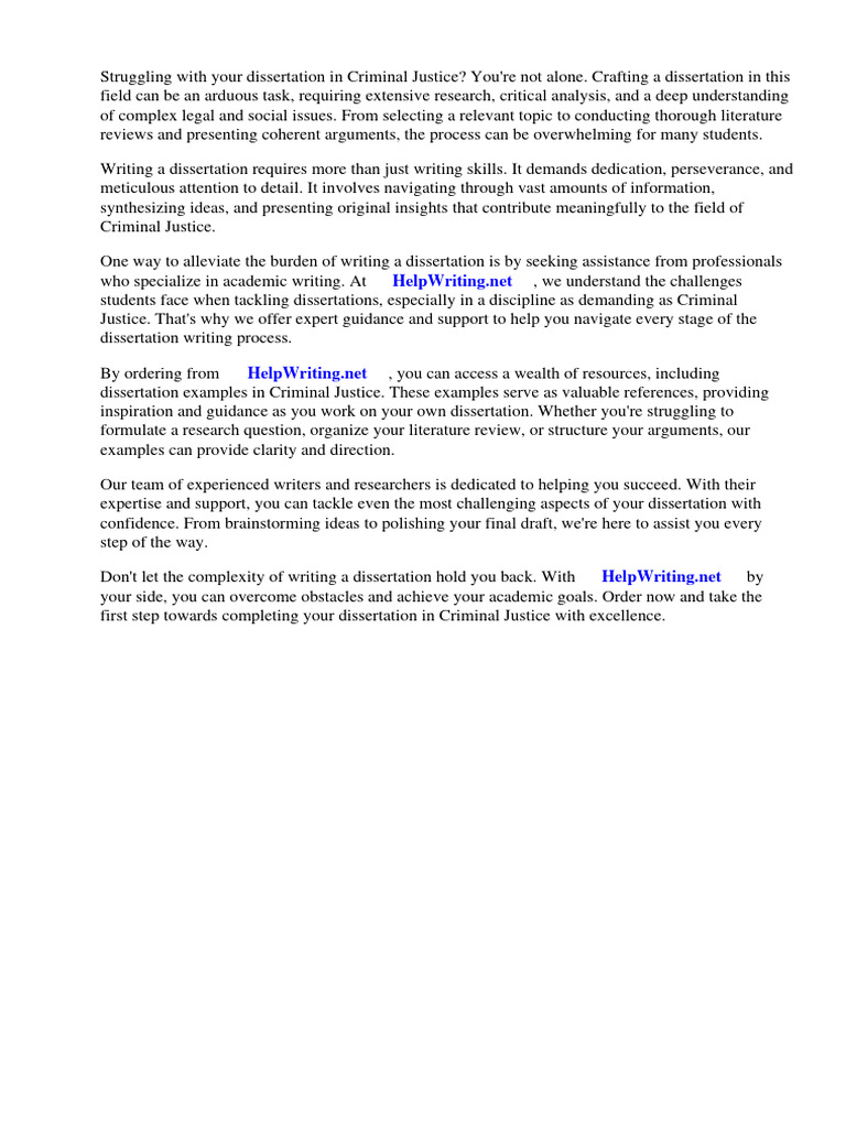 Criminal Justice Dissertation Examples
