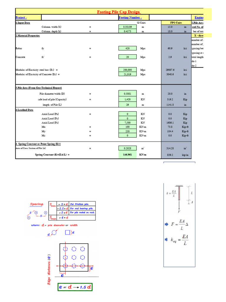 Footing Pile Cap Design Specifications | PDF | Deep Foundation | Young ...