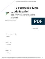 Pre y Posprueba 12mo Grado Español Esc. Pre Vocacional Casiano Cepeda