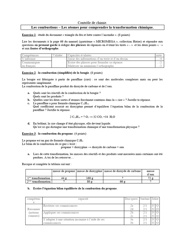 Combustion et transformations chimiques | PDF | La combustion | Chimie