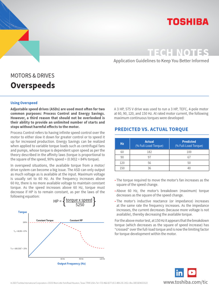Motor TechNotes Overspeeds | PDF | Mechanical Engineering | Electric Power
