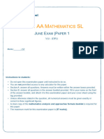 Aa SL June Exam P1 2022 FV 1