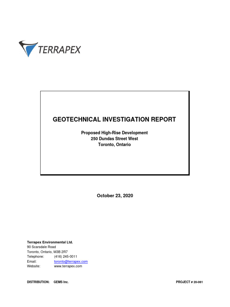Geotechnical Report for 250 Dundas St. | PDF | Clay | Deep Foundation