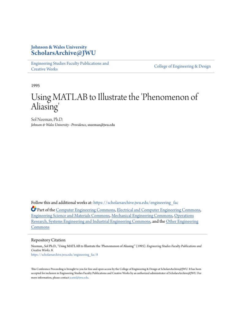 Using MATLAB To Illustrate The Phenomenon of Aliasing | PDF | Sampling ...