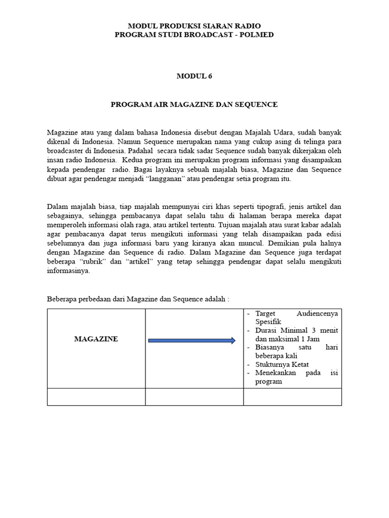 Program Magazine dan Sequence Radio | PDF