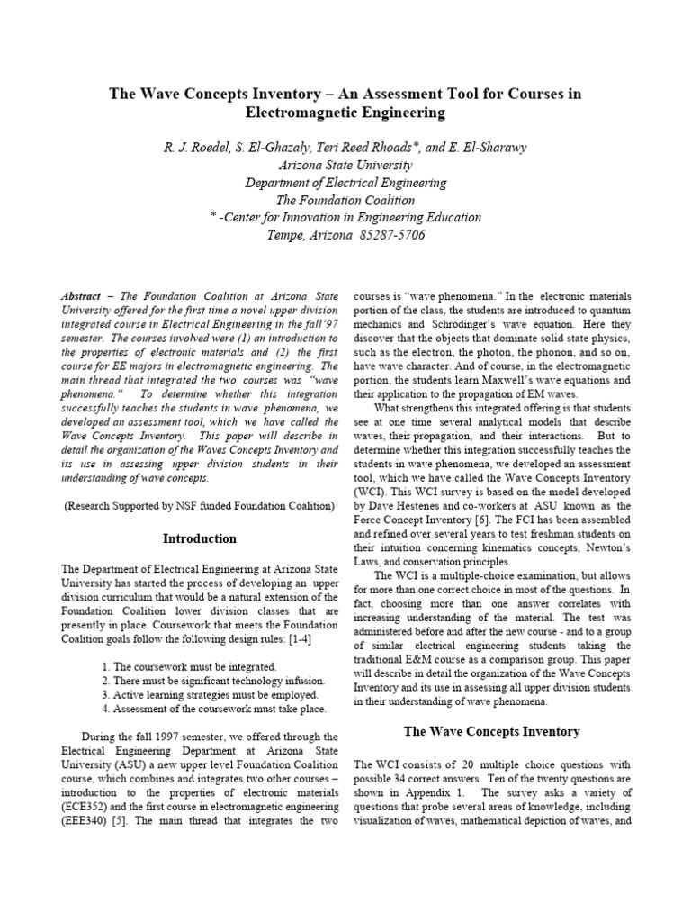 Wave Concepts Inventory Assessment | PDF | Waves | Polarization (Waves)