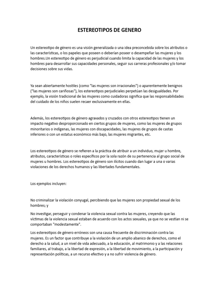 ESTEREOTIPOS DE GENERO | PDF | Rol de género | Estudios de género