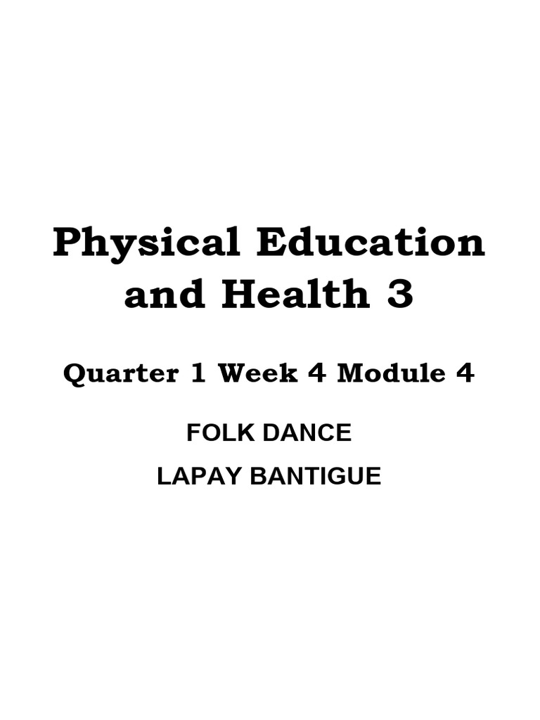 Physical education and health 3 quarter 1 week 4 module 4 pdf