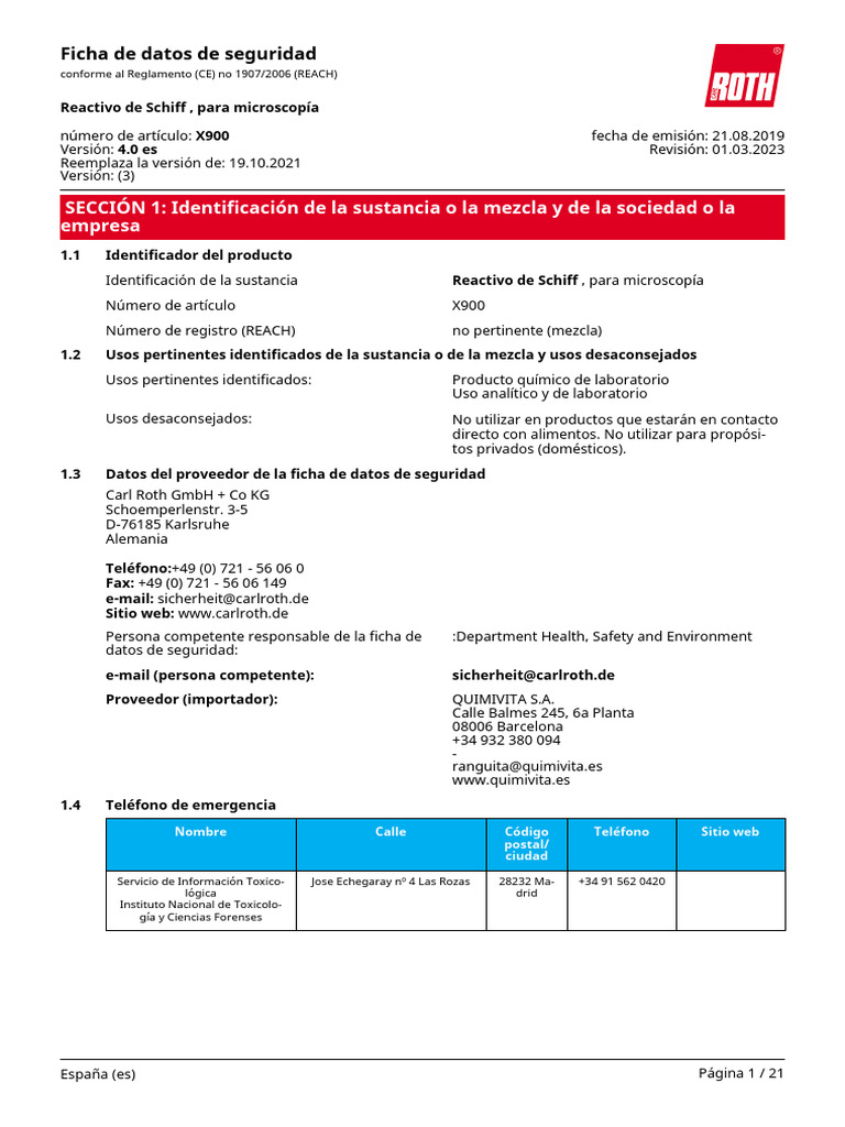 114Reactivo de schiff_hoja de seguridad PDF Ácido clorhídrico — free download