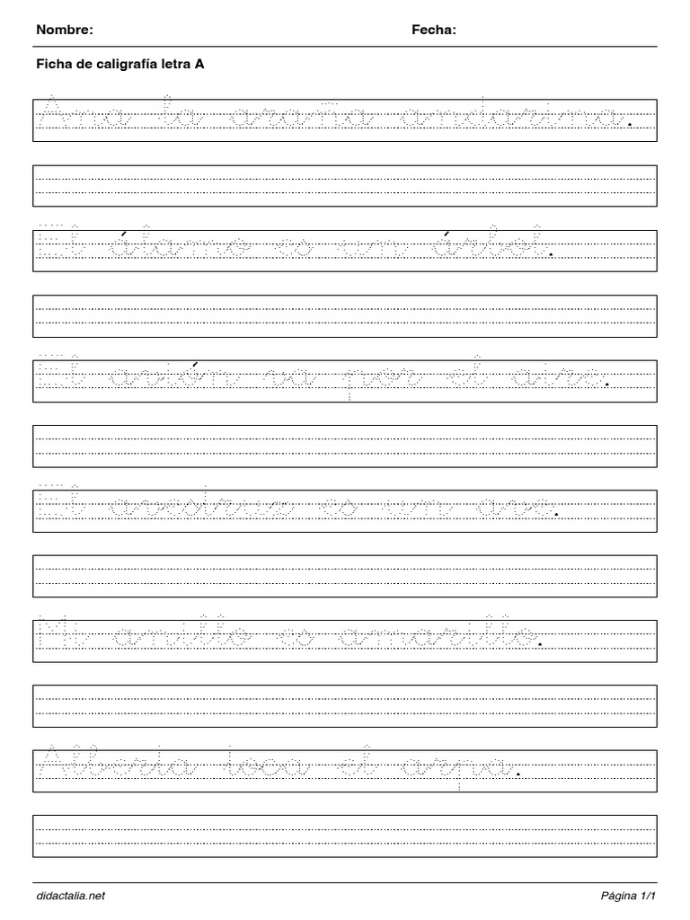 Fichas de Caligrafía para Niños | PDF