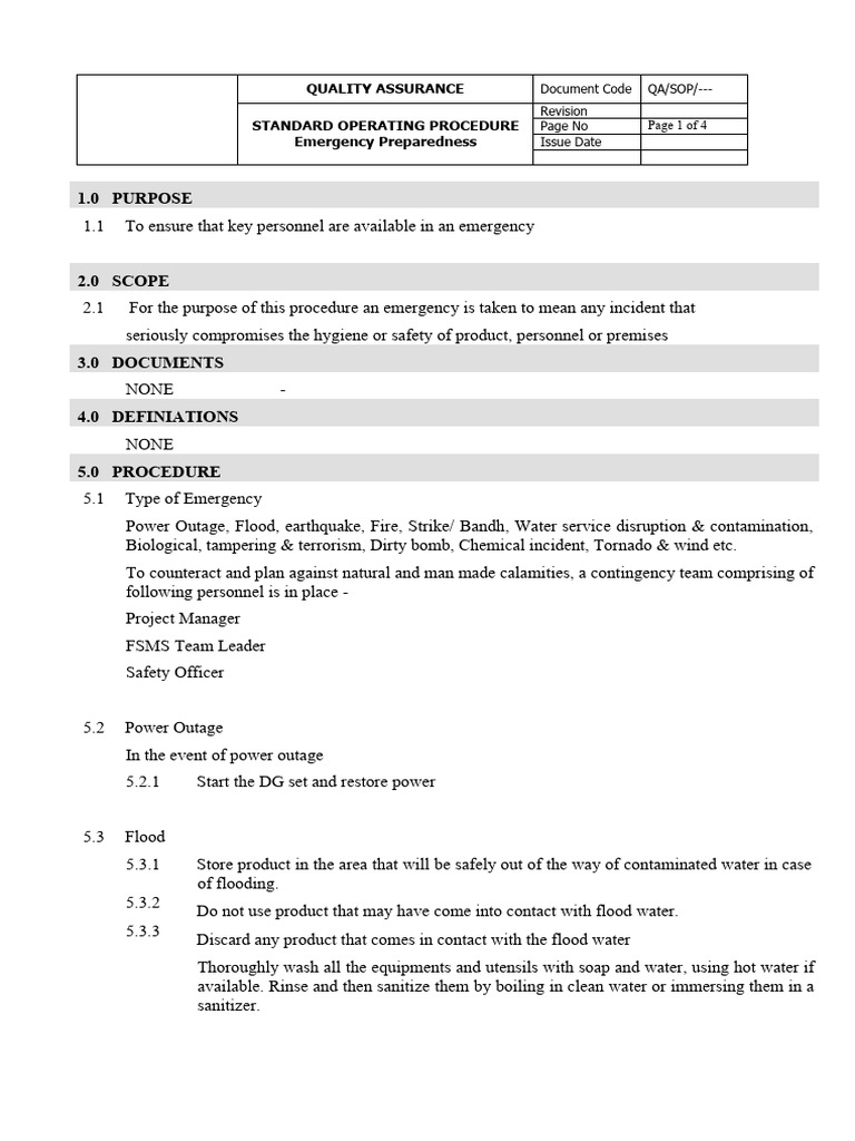 Procedure - For - Emergency Preparedness | PDF | Emergency Management ...