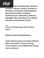 Network Goals and Application