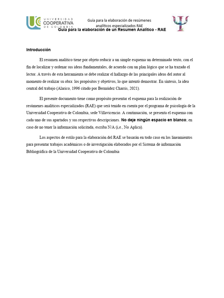 Formato RAE | PDF | Sumario abstracto)