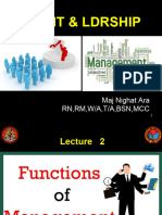Functions, Levels of MGMT
