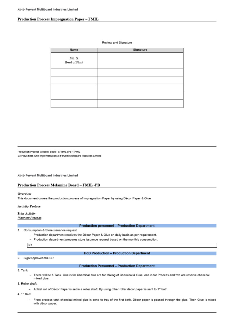As Is Process Production Impregnation Line Pdf Paper