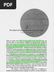 Pocock, JCA. 1995.the Idea of Citizenship Sin Classical Times.
