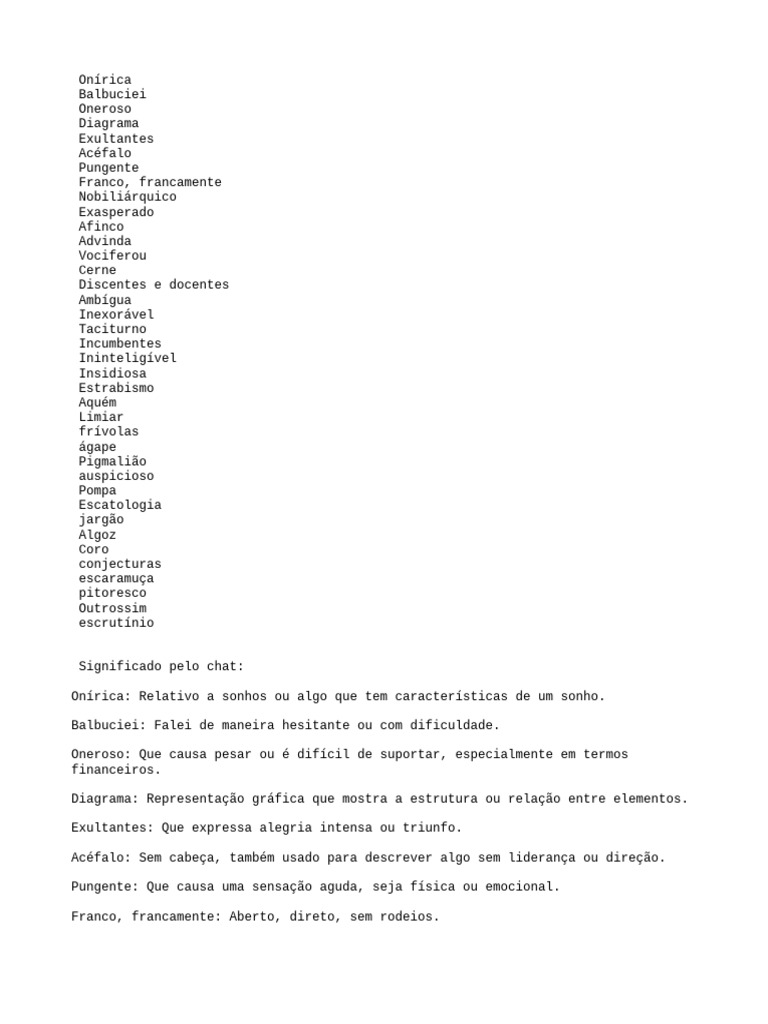 Palavras Desconhecidas e Seus Significados | PDF