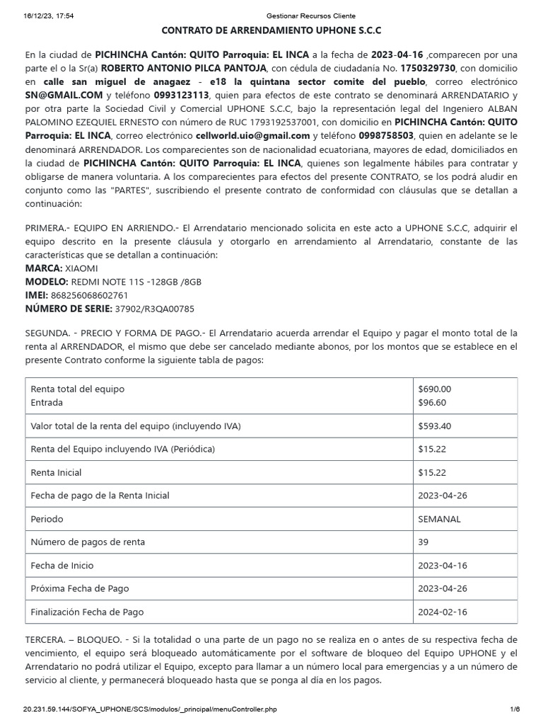 Contrato SR - Pilca | PDF | Cookie HTTP | Red mundial