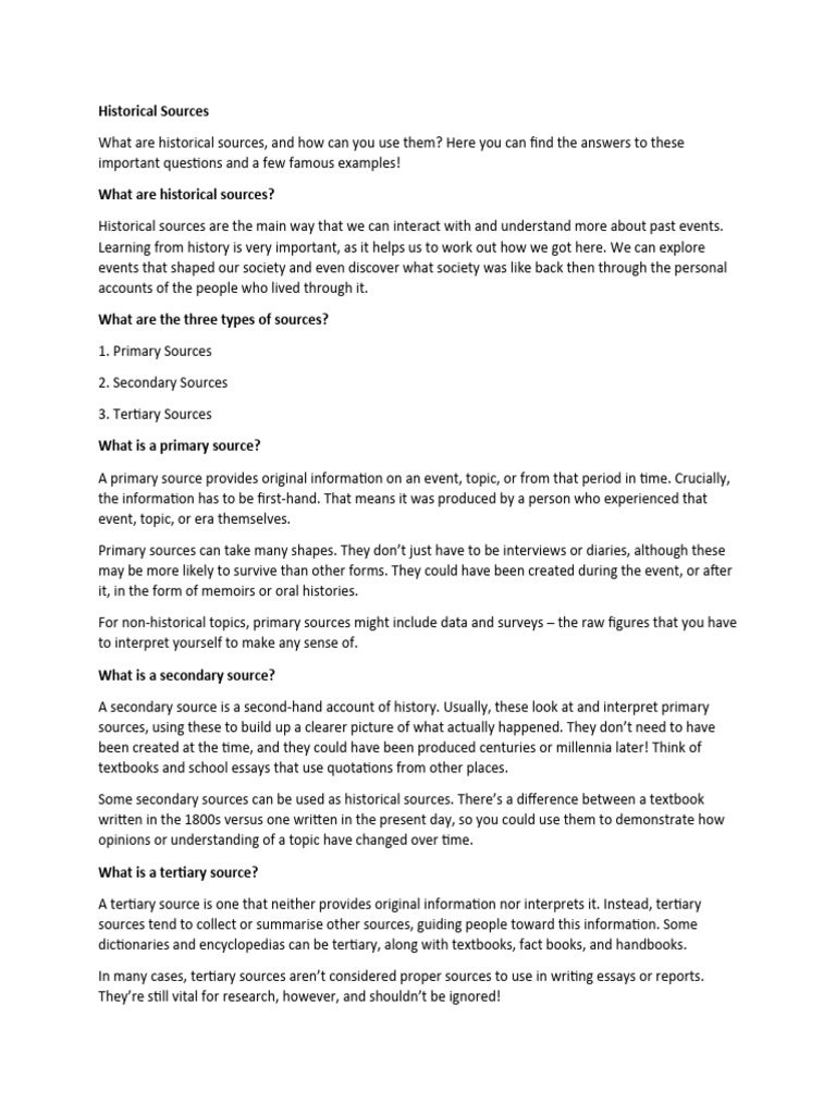 Historical sources | PDF | Primary Sources | Libraries