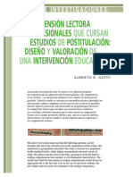 La Comprensión Lectora en Profesionales Que Cursan Estudios de Postitulación