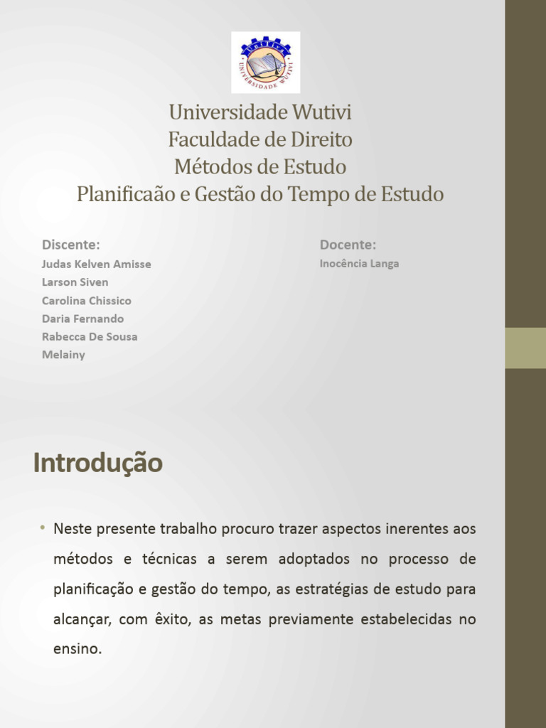 Gestão e Planificação do Tempo de Estudo | PDF | Tempo | Aprendizado