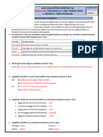 2023-2024 Eğitim Öğretim Yili Ortaokulu 5. Sinif Türkçe Dersi 1. Dönem 2. Yazili Sorulari