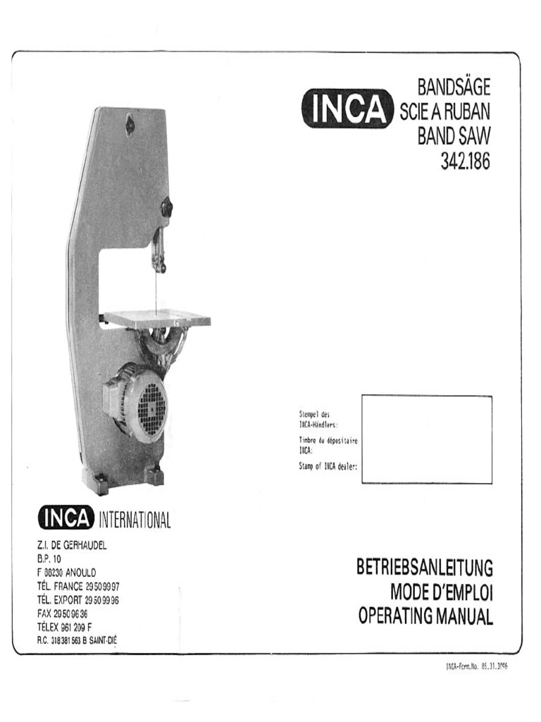 Inca 340 Manual | PDF