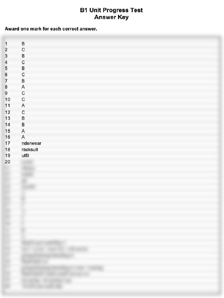 B1 Progress Test Unit 4 Answer Key | PDF