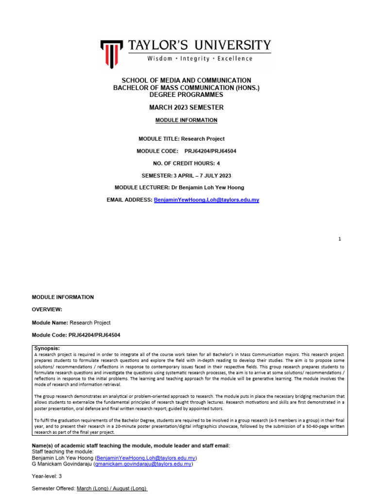 PRJ64504 - Research Project - 202303 - MI | PDF | Educational ...